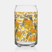 Autumn Pumpkin Pattern Can Glass for Fall Drinks ガラス缶 (正面)