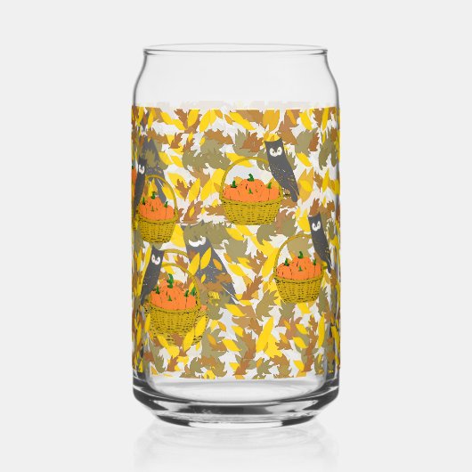 Autumn Pumpkin Pattern Can Glass for Fall Drinks ガラス缶 (裏面)