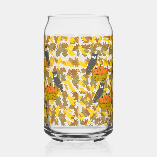 Autumn Pumpkin Pattern Can Glass for Fall Drinks ガラス缶 (右)