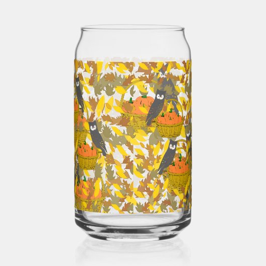 Autumn Pumpkin Pattern Can Glass for Fall Drinks ガラス缶 (左)