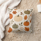 Autumn Pumpkin Pattern Decorative Throw Pillow クッション (ブランケット)