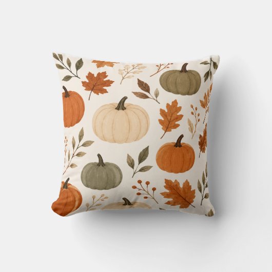 Autumn Pumpkin Pattern Decorative Throw Pillow クッション (正面)