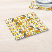 Autumn Pumpkin Pattern Disposable Paper Coasters スクエアペーパーコースター (アングル)