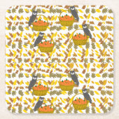 Autumn Pumpkin Pattern Disposable Paper Coasters スクエアペーパーコースター (正面)