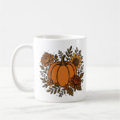 Autumn pumpkin with sunflower and fall flowers コーヒーマグカップ (左)