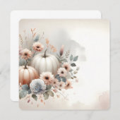 Autumn Pumpkins and Florals Fall Background 招待状 (正面/裏面)