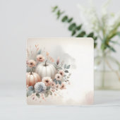 Autumn Pumpkins and Florals Fall Background 招待状 (スタンド正面)