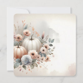 Autumn Pumpkins and Florals Fall Background 招待状