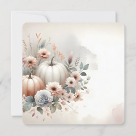 Autumn Pumpkins and Florals Fall Background 招待状