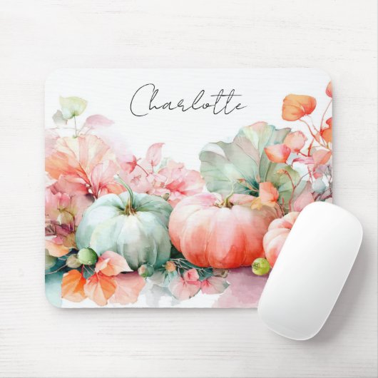 Autumn Pumpkins and Flowers  マウスパッド (マウス)