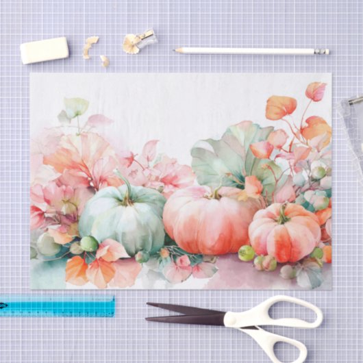 Autumn Pumpkins and Flowers Fall Decoupage 薄葉紙 (クラフト)