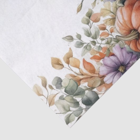 Autumn Pumpkins and Flowers Fall Pattern Decoupage 薄葉紙 (詳細)