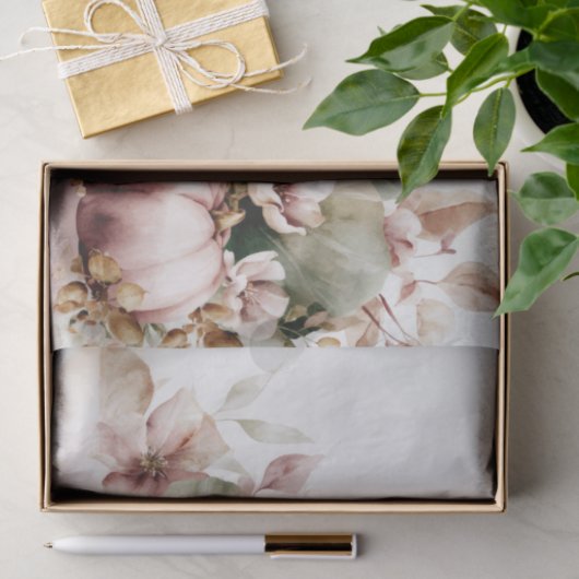 Autumn Pumpkins and Flowers Fall Pattern Decoupage 薄葉紙 (ギフト)