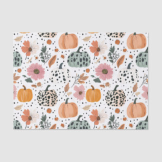 Autumn Pumpkins and Flowers Fall Pattern Decoupage 薄葉紙