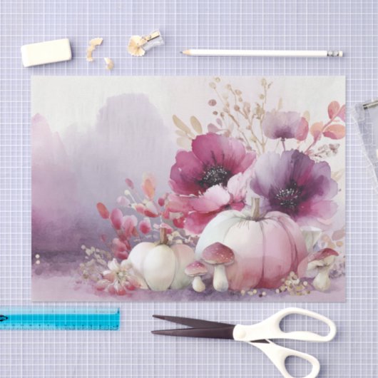 Autumn Pumpkins and Flowers Fall Pattern Decoupage 薄葉紙 (クラフト)