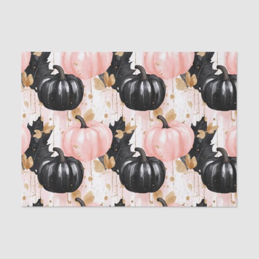 Autumn Pumpkins and Leaves Fall Pattern Decoupage 薄葉紙 (正面)