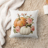 Autumn Pumpkins & Floral Bouquet Decorative Throw クッション (ブランケット)