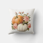 Autumn Pumpkins & Floral Bouquet Decorative Throw クッション (裏面)