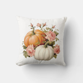 Autumn Pumpkins & Floral Bouquet Decorative Throw クッション