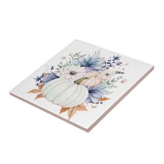 Autumn Punpkin Floral Ceramic Tile タイル (側面)