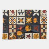 Autumn Quilt Block Pattern | Rustic Harvest キッチンタオル (横)