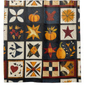 Autumn Quilt Block Pattern | Rustic Harvest シャワーカーテン (正面)