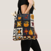 Autumn Quilt Block Pattern | Rustic Harvest トートバッグ (クローズアップ)