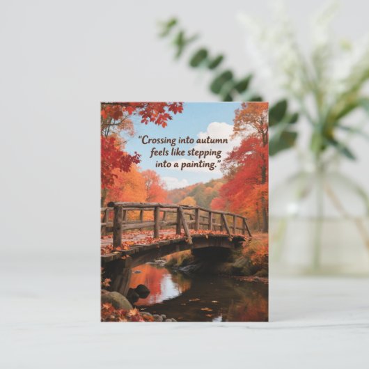 Autumn Quotes Forest Trees Leaves Ways  ポストカード (スタンド正面)