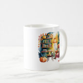 Autumn Reading Chair Mug — Cozy Lamp & Book Corner コーヒーマグカップ (正面右)