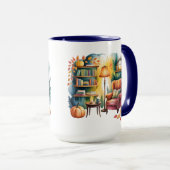 Autumn Reading Chair Mug — Cozy Lamp & Book Corner マグカップ (正面右)