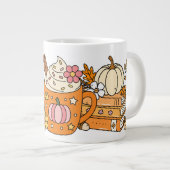Autumn Reading – Cozy Books & Pumpkin Spice ジャンボコーヒーマグカップ (正面右)