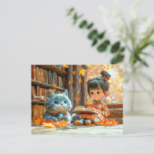Autumn Reading with My Fluffy Cat シーズンポストカード (スタンド正面)