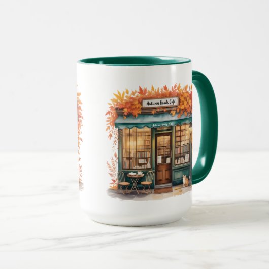 Autumn Reads Café MUG — Fall Bookstore  マグカップ (正面右)