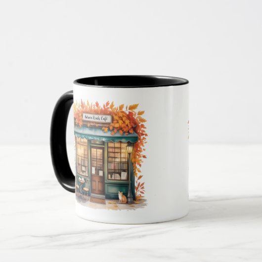 Autumn Reads Café Mug — Fall Bookstore マグカップ (正面左)