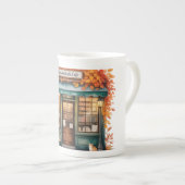 Autumn Reads Café Tasses — Fall Bookstore ボーンチャイナマグカップ (正面右)