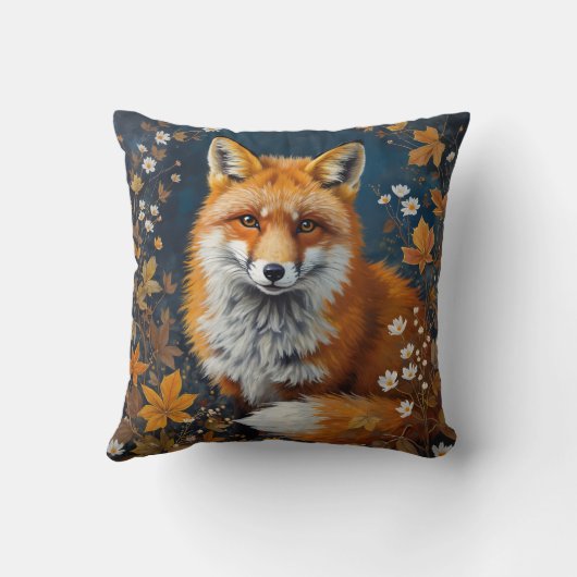 Autumn Red Fox – Orange Fox Illustration クッション (裏面)