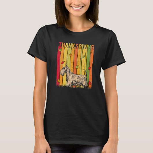 Autumn Retro Cute Scottish Terrier Dog Thanksgivin Tシャツ (正面)