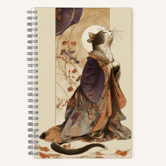 "Autumn Reverie" 着物を着た日本猫の美術 ノートブック