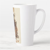 "Autumn Reverie" Japanese Cat in Kimono Art カフェラテマグ (右)