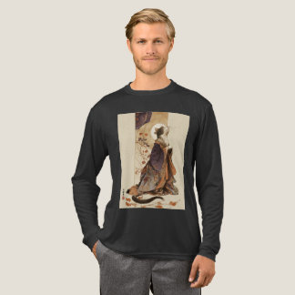 "Autumn Reverie" Japanese Cat in Kimono Art トライブレンドTシャツ