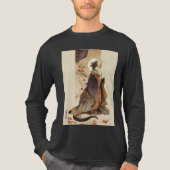 "Autumn Reverie" Japanese Cat in Kimono Art トライブレンドＴシャツ (正面)