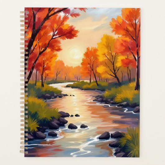 Autumn River | 秋の紅葉の自然ウォーターカラー プランナー手帳 (正面)