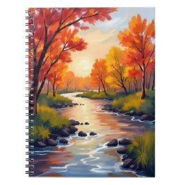 Autumn River | 紅葉の自然ウォーターカラー ノートブック
