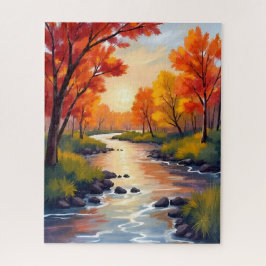 Autumn River | 落ち葉の自然な水彩画 ジグソーパズル