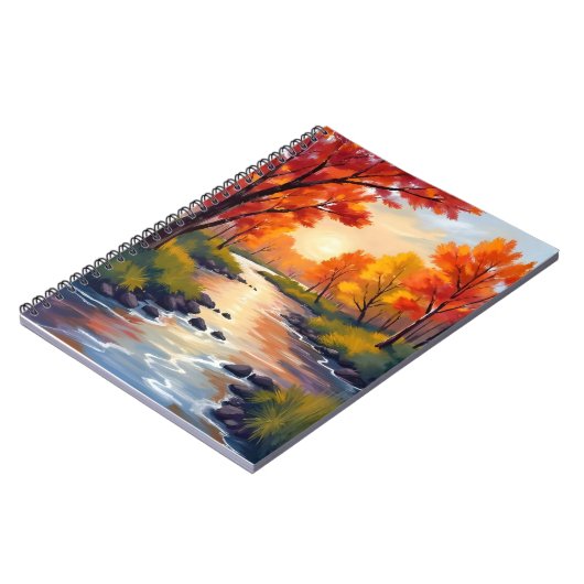 Autumn River | Fall Foliage Nature Watercolor ノートブック (左側)