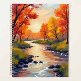 Autumn River | Fall Foliage Nature Watercolor プランナー手帳
