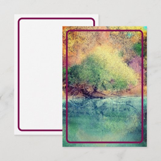 Autumn River with Maroon Border- Blank Card サンキューカード (正面/裏面)