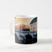 Autumn Riverside European City Illustration Art コーヒーマグカップ (正面左)
