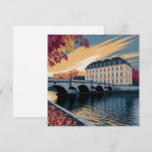 Autumn Riverside European City Illustration Art シーズンカード (正面/裏面)