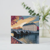 Autumn Riverside European City Illustration Art シーズンカード (スタンド正面)
